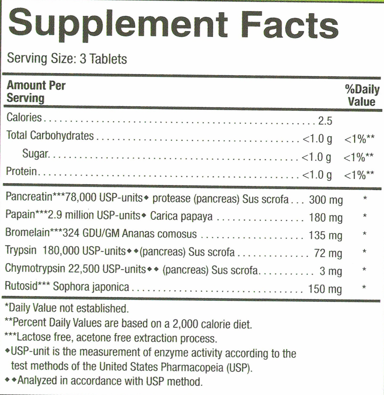 Supplement Facts for Naturally Vitamins Nattokinase